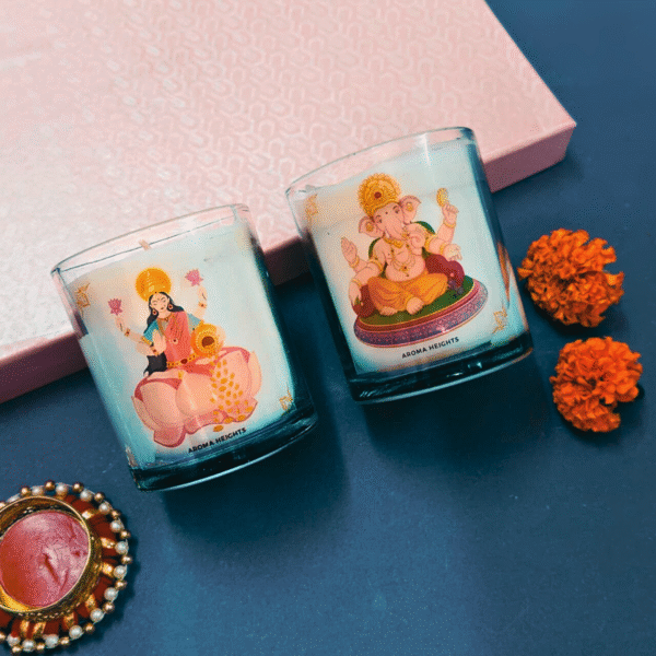 Shubh Deepawali Gift Hamper- Dry Fruits & Lakshmi Ganesh Scented Candle (Golden Glow) - Image 4